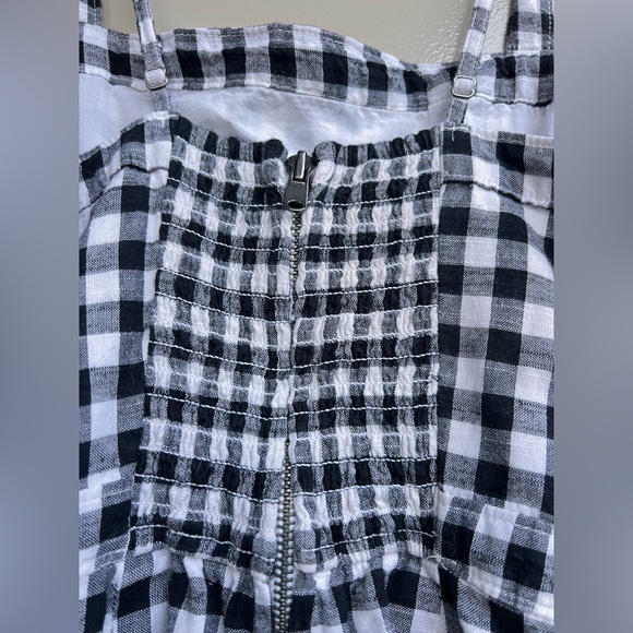 Black White Gingham Mini Sundress S Cottagecore Strappy Casual Beach Streetwear - Picture 5 of 9